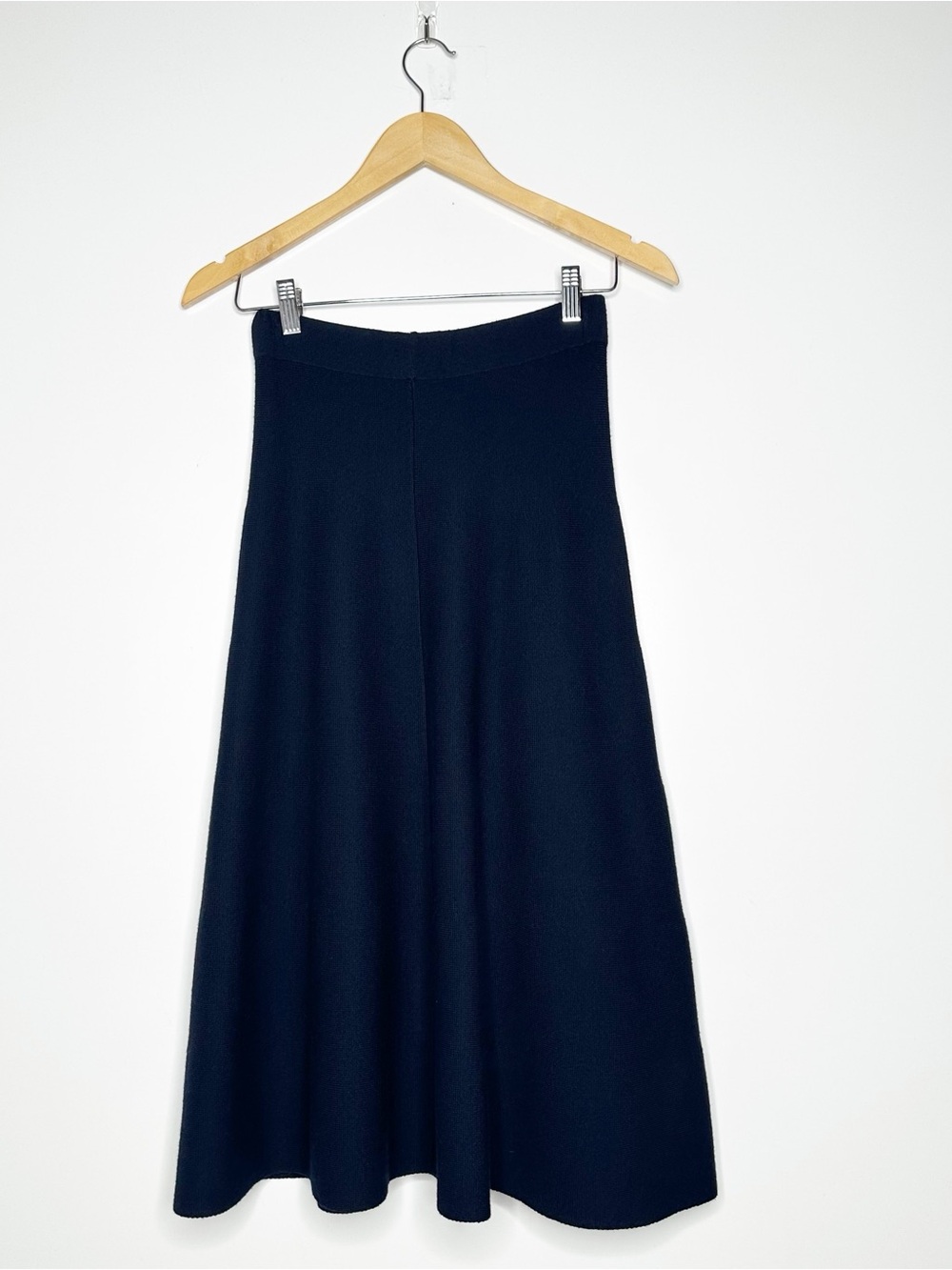 J. Crew Navy Blue 100% Merino Wool Knit Midi Skirt Size 2 - Picture 3 of 7